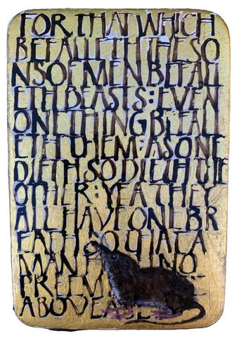 Julie Goring 'All One Breath Series - Shrew' acrylic & gold leaf on board 16.3x9cm (26x21cm framed)