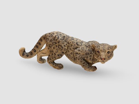 Julie Wilson 'Crouching Snow Leopard' ceramic H16xW45xD17cm