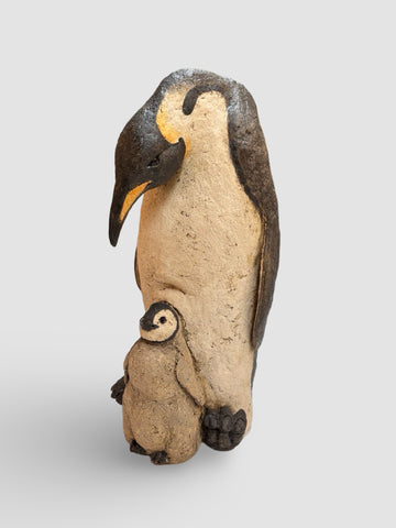 Julie Wilson 'Emperor Penguin and Chick' ceramic H34cm