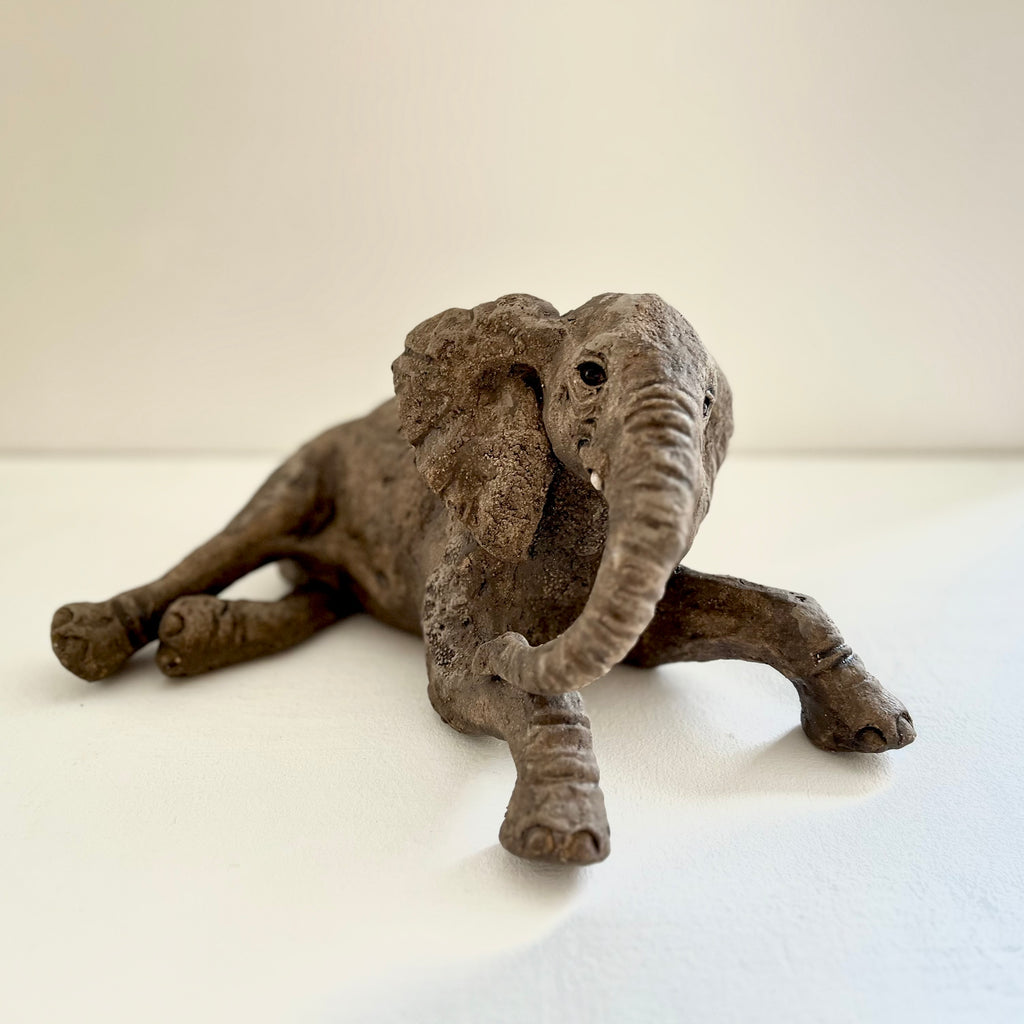 Julie Wilson 'Lying Elephant' ceramic 19x26x33cm