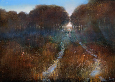 Kate Bentley RI RSW 'Pink Coat, Pink Sky v2' oil on board 42x30cm (40x52cm framed)