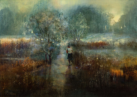 Kate Bentley 'The Lights of Home v3' oil 30x40cm (54x43cm Framed)