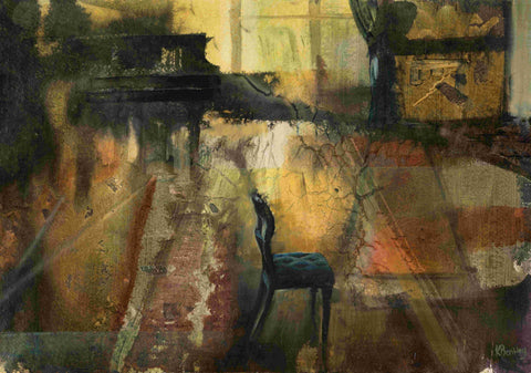 Kate Bentley 'Isolation and Thought' oil and mixed media 28x38cm (52x62cm Framed)