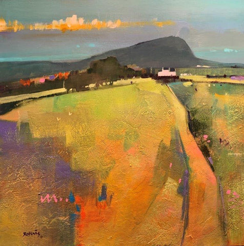 Ken Roberts 'On the Cusp of a Scottish Autumn' acrylic on board 76x76cm