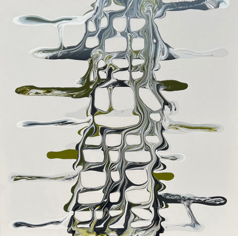 Kirsty Mackay 'Consumed' industrial paint on canvas 80x80cm
