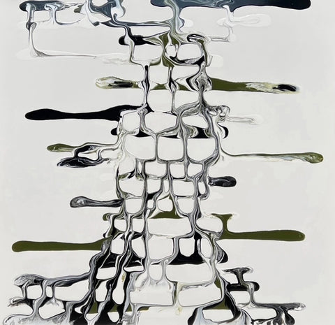 Kirsty Mackay 'Interlude' industrial paint on canvas 40x40cm