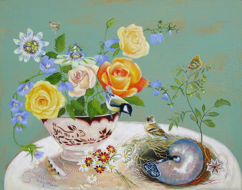 Lesley McLaren 'Summer Table' oil on gesso board 28x36cm