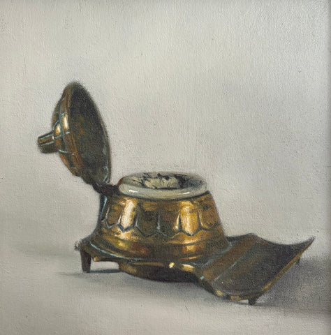 Lindsay Turk 'Inkwell' oil on canvas 23x23cm (41x41cm)
