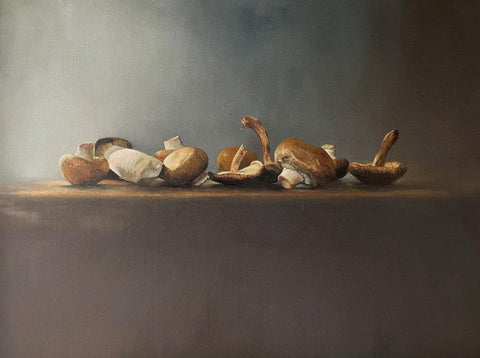 Lindsay Turk 'King Oyster with Chestnut & Shiitake' oil on canvas 50x66cm