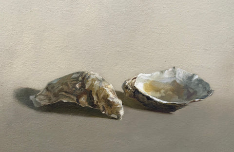 Lindsay Turk 'Oyster Shells V' oil on canvas 20x30cm (32x42cm)