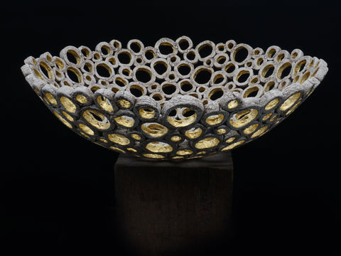 Lisa Ellul 'Cellular Bowl' ceramic and 24ct gold leaf