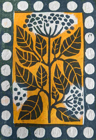 Lizzie Wheeler 'Elder' woodcut with chine-collé 16x11cm (unframed)