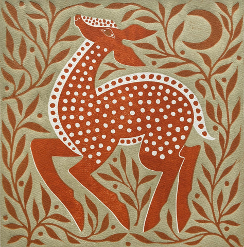 Lizzie Wheeler 'Fallow Deer' linoprint ed of 50 24x24cm £375 (£275 unframed)