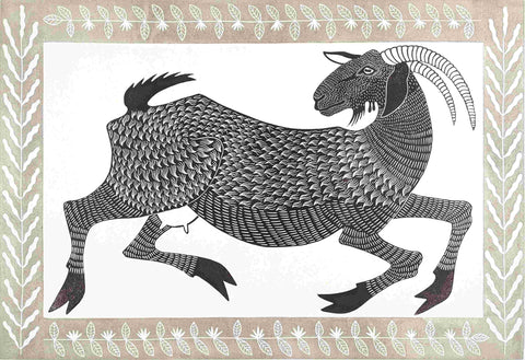 Lizzie Wheeler 'Nanny Goat' linoprint 42x62.5cm (unframed)