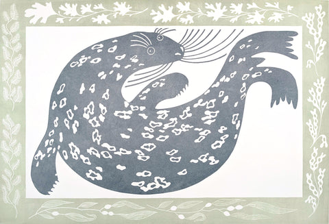 Lizzie Wheeler 'She looks at me with her big dark eyes' linoprint 42x62.5cm