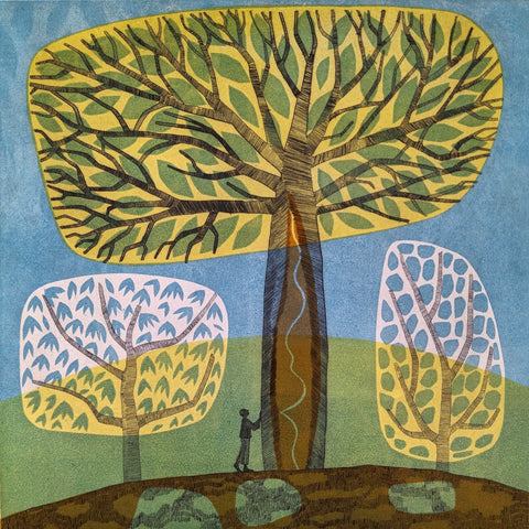 Lizzie Wheeler 'When I am among the trees' limited edition linopint and drypoint