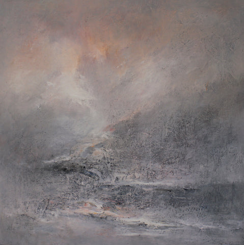 Adrian Walker 'Long Calm, Zell am see' oil over encoustic on canvas 100x100cm