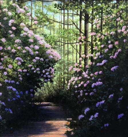 Louis McNally 'Rhododendrons' oil on board 58.5x56cm (23x22ins)