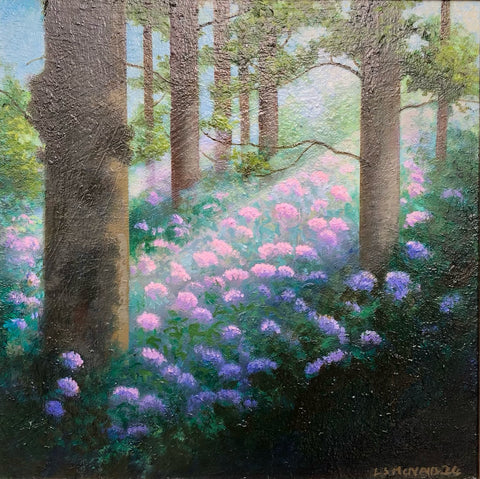 Louis McNally 'Sunlight' oil on board 30.5x30.5cm