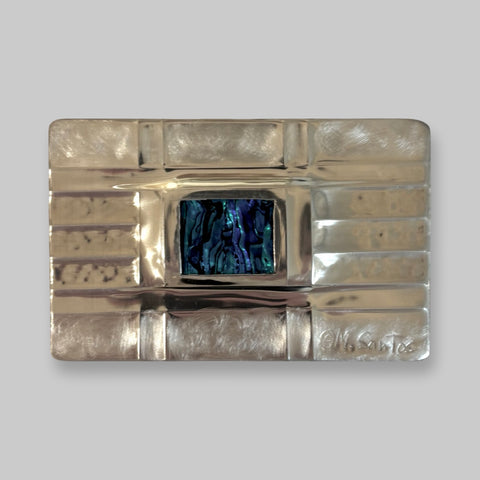 Maria Santos '2-Section Box - Little Windows' thuya wood and pewter H3xW9.5xD6cm