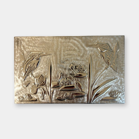 Maria Santos '20+2 Section Box - Kingfisher' thuya wood and pewter H6xW26xD16cm
