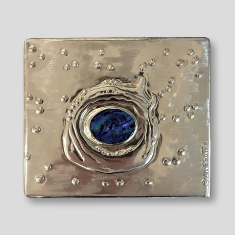 Maria Santos '9+1 Section Box - Splash' thuya wood and pewter H3.5xW15x12.5cm