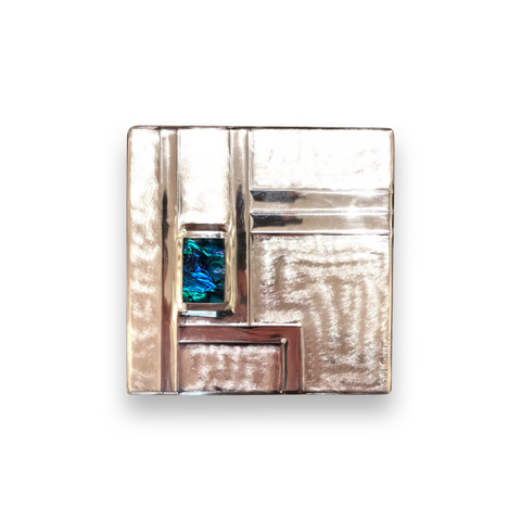 Maria Santos 'Cubist 9 Section Box' thuya wood and pewter 13x13x3.5cm