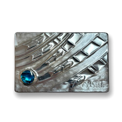 Maria Santos 'Elegance 2-Section Box' thuya wood and pewter H3xW9.5xD6cm
