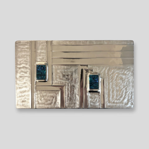 Maria Santos 'Large Box - Cubist' thuya wood and pewter H12xW26xD15cm
