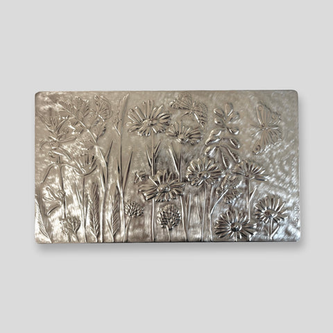 Maria Santos 'Large Box - Flowers & Butterflies' thuya wood and pewter H12xW26xD15cm