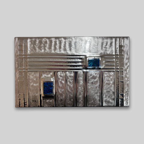 Maria Santos 'Little Windows 20+2 Section Box' thuya wood and pewter H6xW26xD16cm