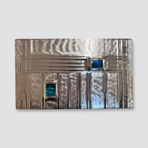 Maria Santos 'Little Windows Large Box' thuya wood and pewter H12xW26xD15cm