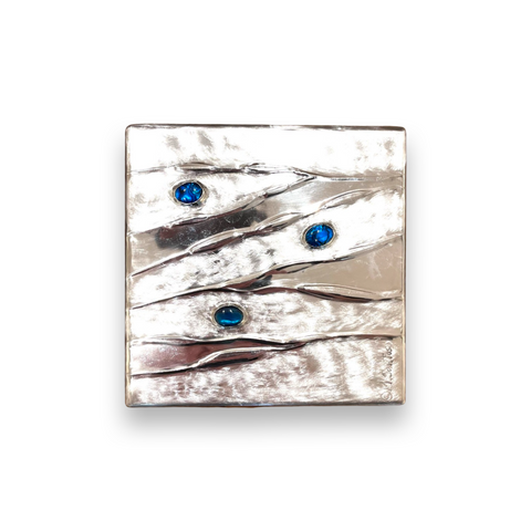 Maria Santos 'Rippling Water 9 Section Box' thuya wood and pewter 13x13x3.5cm