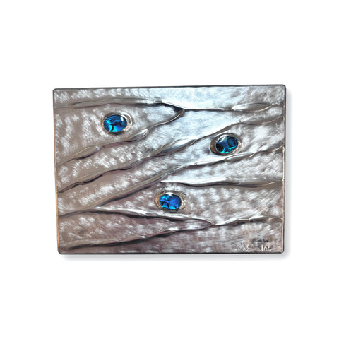 Maria Santos 'Rippling Water Card Box' thuya wood and pewter 15x11x4cm