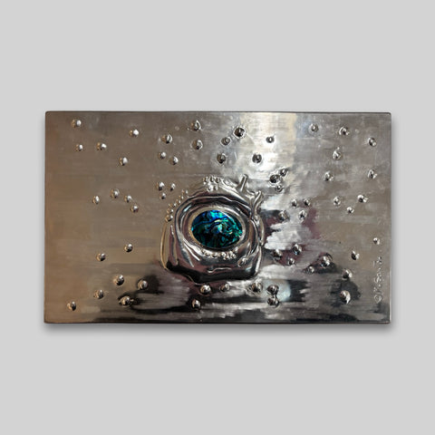 Maria Santos 'Splash 20+2 Section Box' thuya wood and pewter H6xW26xD16cm