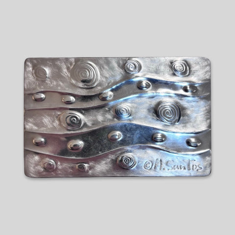 Maria Santos 'Stones 2-Section Box' thuya wood and pewter H3xW9.5xD6cm