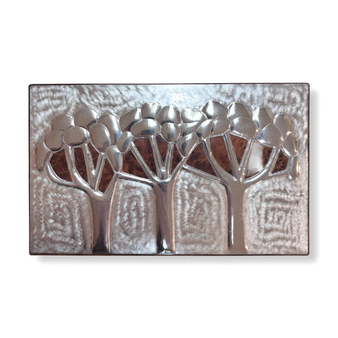 Maria Santos 'Three Blossom Trees 20+2 Section Box' thuya wood and pewter 26x15x6cm
