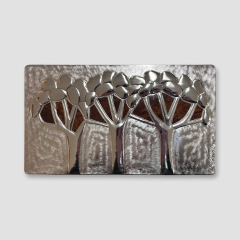 Maria Santos 'Three Blossom Trees Large Box' thuya wood and pewter H12xW26xD15cm