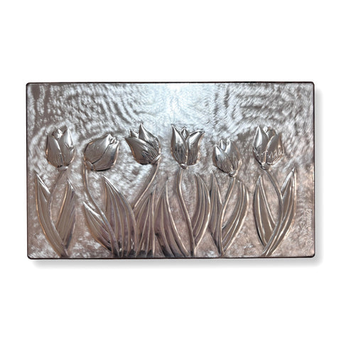 Maria Santos 'Tulips 20+2 Section Box' thuya wood and pewter 26x15x6cm