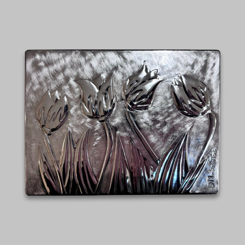 Maria Santos 'Tulips Card Box' thuya wood and pewter H4xW15xD11cm