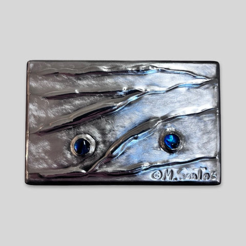 Maria Santos 'Water Drop 2-Section Box II' thuya wood and pewter H3xW9.5xD6cm