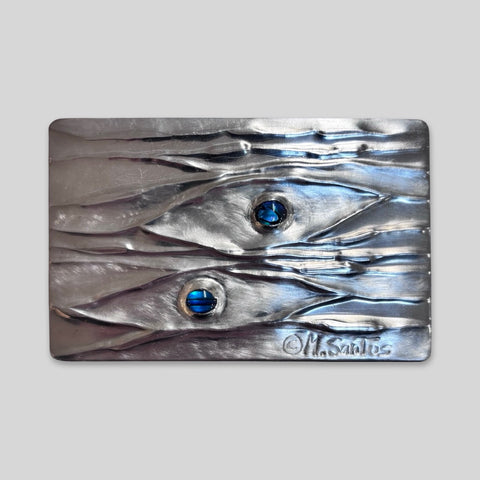 Maria Santos 'Water Drop 2-Section Box' thuya wood and pewter H3xW9.5xD6cm