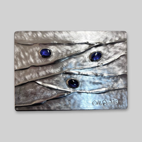 Maria Santos 'Water Drop Small Box' thuya wood and pewter H5xW13xD9cm