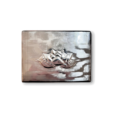 Maria Santos 'Water Lily 6 Section Box' thuya wood and pewter 13x10x4cm