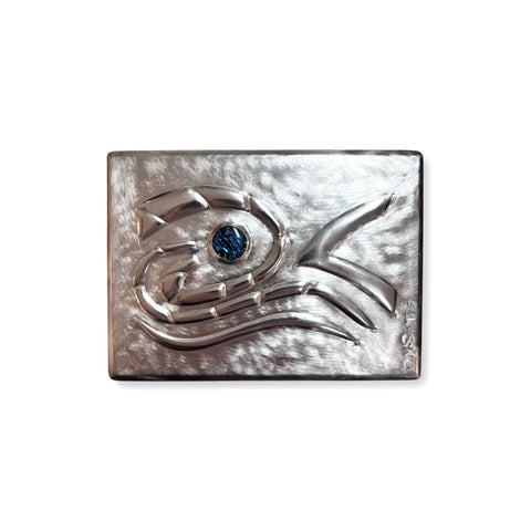Maria Santos 'Waves 6 Section Box' thuya wood and pewter 13x10x4cm