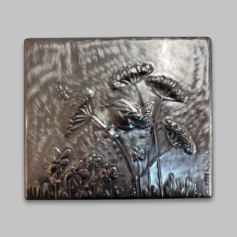 Maria Santos 'Wren Card Box' thuya wood and pewter H4xW15xD11cm