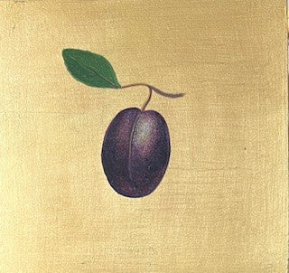 Mariella Baldwin 'Plum' casein and Dutch metal leaf on panel 15x15cm