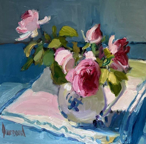 Marion Drummond 'Last from the Garden' oil on board 30.5x30.5cm (12x12ins)