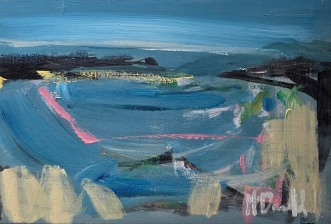 Mary McDonald 'Blue Current' acrylic on panel 20x30cm (33x43cm framed)