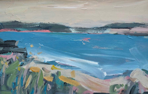 Mary McDonald 'Fionnphort, Mull' acrylic on panel 20x30m (44x33cm framed)